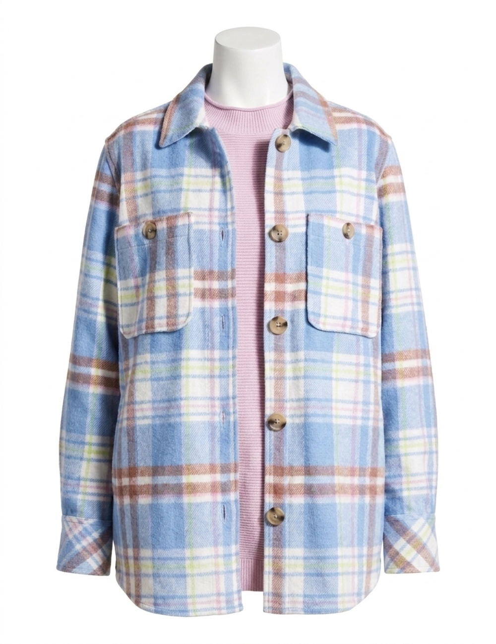 NEW TRIBAL plaid shacket in peri blue